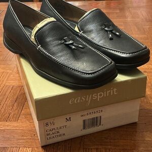 Easy Spirit Capulett Black Leather Tassel Slip-On Loafers size 8.5